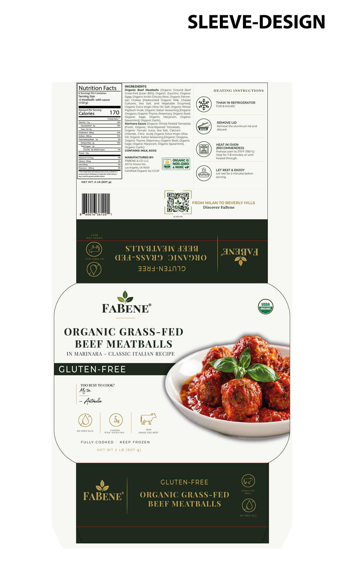 Organic Gluten-Free Beef Meatballs (Grass-Fed, Oven-Baked, Braised in Marinara)