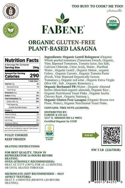 Organic Gluten-free Plant-Based Lasagna