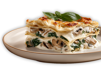 Vegetarian Lasagna with Spinach & Mushrooms (Italian Semolina Pasta)