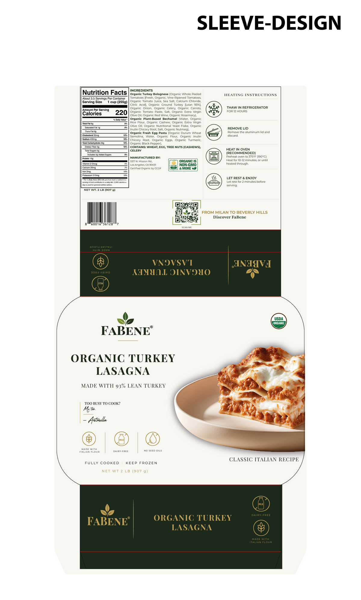 Organic Turkey Lasagna with Italian Semolina Pasta (Dairy-Free)